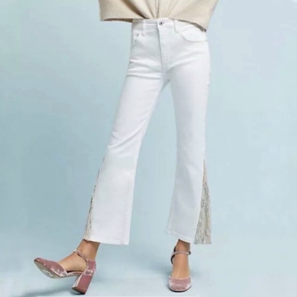 Anthropologie
White High-rise Sequins Flare Jeans - Picture 1 of 15